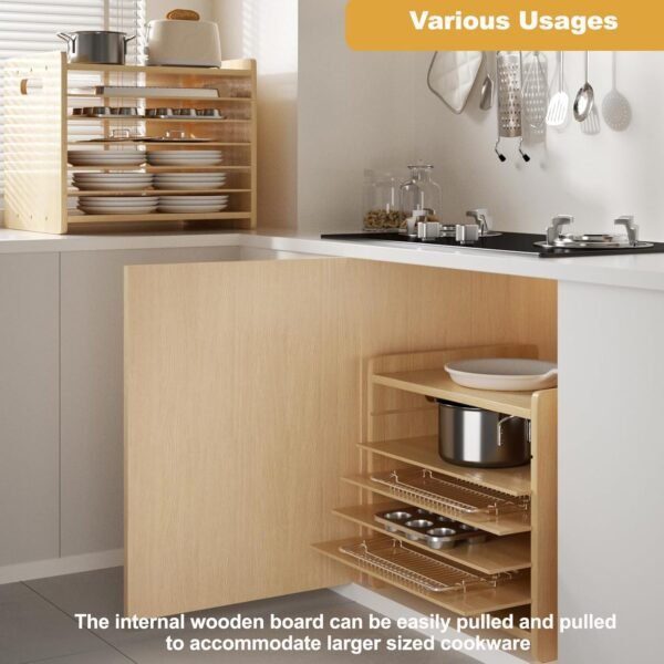 7-Tier Wooden Tray Organizer for Cabinets