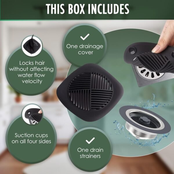 2-Piece Sink Strainer and Stopper Set – 3-in-1 Design